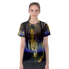 Background Level Clef Note Music Women s Sport Mesh Tee