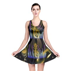 Background Level Clef Note Music Reversible Skater Dress