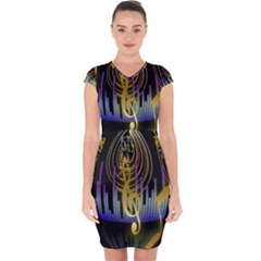 Background Level Clef Note Music Capsleeve Drawstring Dress 