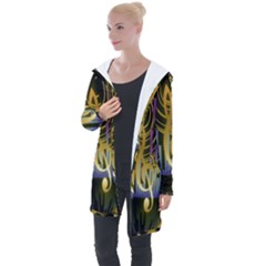 Background Level Clef Note Music Longline Hooded Cardigan by HermanTelo