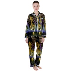 Background Level Clef Note Music Satin Long Sleeve Pyjamas Set by HermanTelo