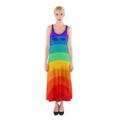 Rainbow Background Colorful Sleeveless Maxi Dress