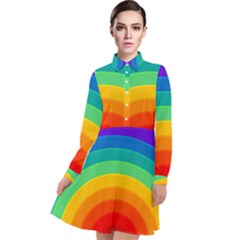 Rainbow Background Colorful Long Sleeve Chiffon Shirt Dress