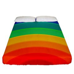 Rainbow Background Colorful Fitted Sheet (queen Size) by HermanTelo