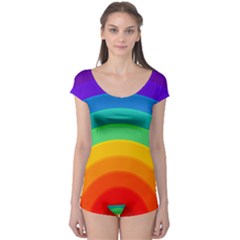 Rainbow Background Colorful Boyleg Leotard 