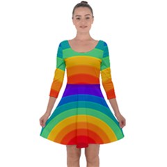 Rainbow Background Colorful Quarter Sleeve Skater Dress