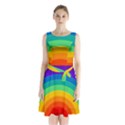 Rainbow Background Colorful Sleeveless Waist Tie Chiffon Dress View1