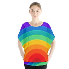 Rainbow Background Colorful Batwing Chiffon Blouse