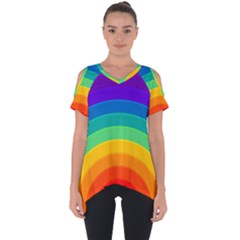 Rainbow Background Colorful Cut Out Side Drop Tee