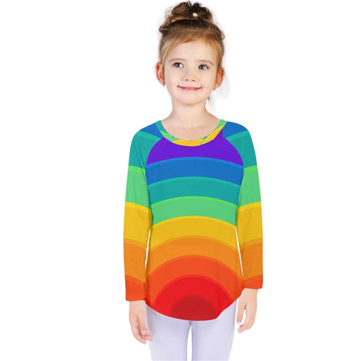 Rainbow Background Colorful Kids  Long Sleeve Tee