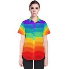 Rainbow Background Colorful Women s Short Sleeve Shirt