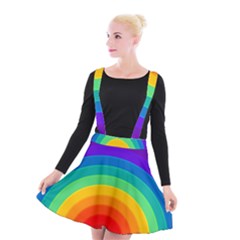 Rainbow Background Colorful Suspender Skater Skirt