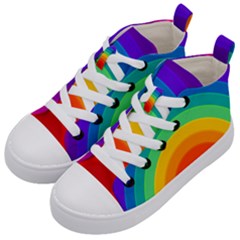 Rainbow Background Colorful Kids  Mid-top Canvas Sneakers by HermanTelo