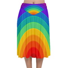 Rainbow Background Colorful Velvet Flared Midi Skirt