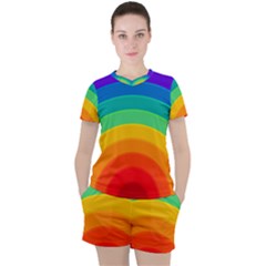 Rainbow Background Colorful Women s Tee And Shorts Set