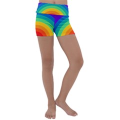 Rainbow Background Colorful Kids  Lightweight Velour Yoga Shorts