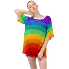 Rainbow Background Colorful Oversized Chiffon Top