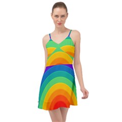 Rainbow Background Colorful Summer Time Chiffon Dress by HermanTelo