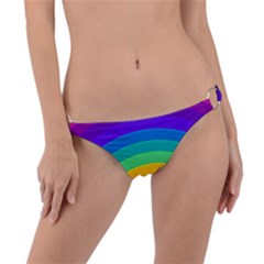 Rainbow Background Colorful Ring Detail Bikini Bottom