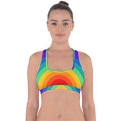 Rainbow Background Colorful Cross Back Hipster Bikini Top  by HermanTelo