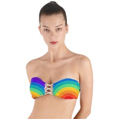 Rainbow Background Colorful Twist Bandeau Bikini Top