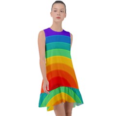 Rainbow Background Colorful Frill Swing Dress