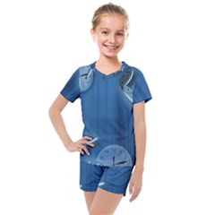 Time Clock Watch Hours Kids  Mesh Tee And Shorts Set