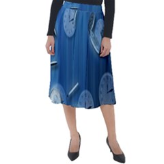 Time Clock Watch Hours Classic Velour Midi Skirt  by HermanTelo