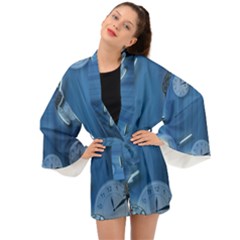 Time Clock Watch Hours Long Sleeve Kimono