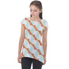 Wallpaper Chevron Cap Sleeve High Low Top by HermanTelo