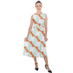 Wallpaper Chevron Midi Tie-back Chiffon Dress by HermanTelo