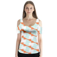 Wallpaper Chevron Butterfly Sleeve Cutout Tee 