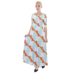 Wallpaper Chevron Half Sleeves Maxi Dress