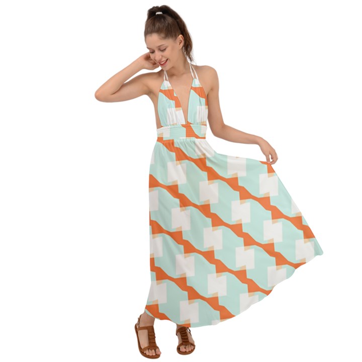 Wallpaper Chevron Backless Maxi Beach Dress