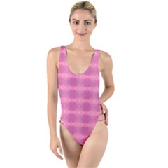 Pink High Leg Strappy Swimsuit