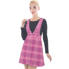 Pink Plunge Pinafore Velour Dress