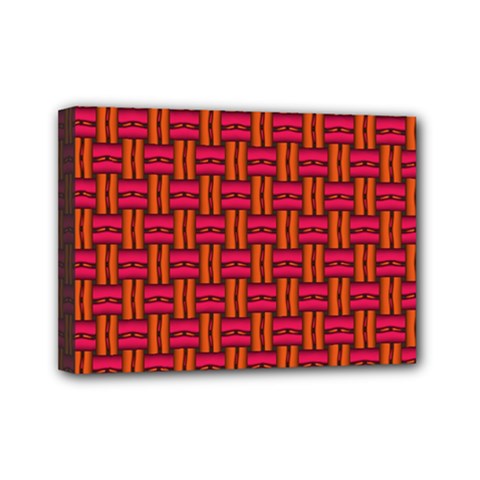 Pattern Red Background Structure Mini Canvas 7  X 5  (stretched) by HermanTelo