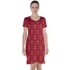 Pattern Red Background Structure Short Sleeve Nightdress by HermanTelo