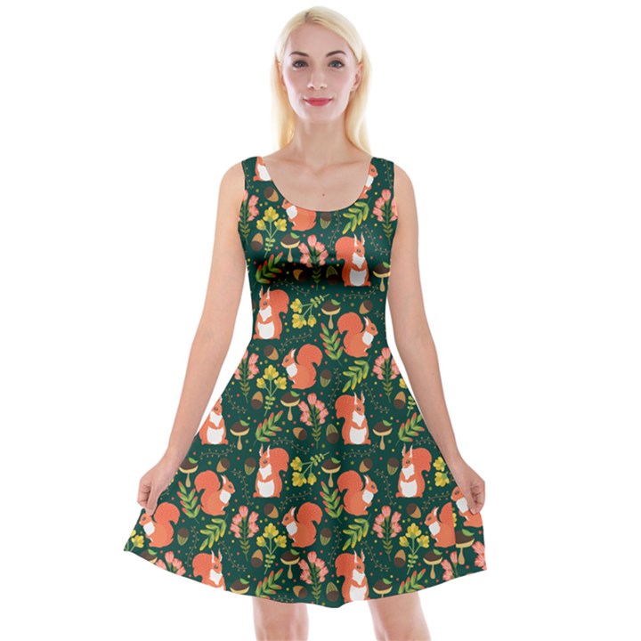 Cute Squirrel Green Reversible Velvet Sleeveless Dress