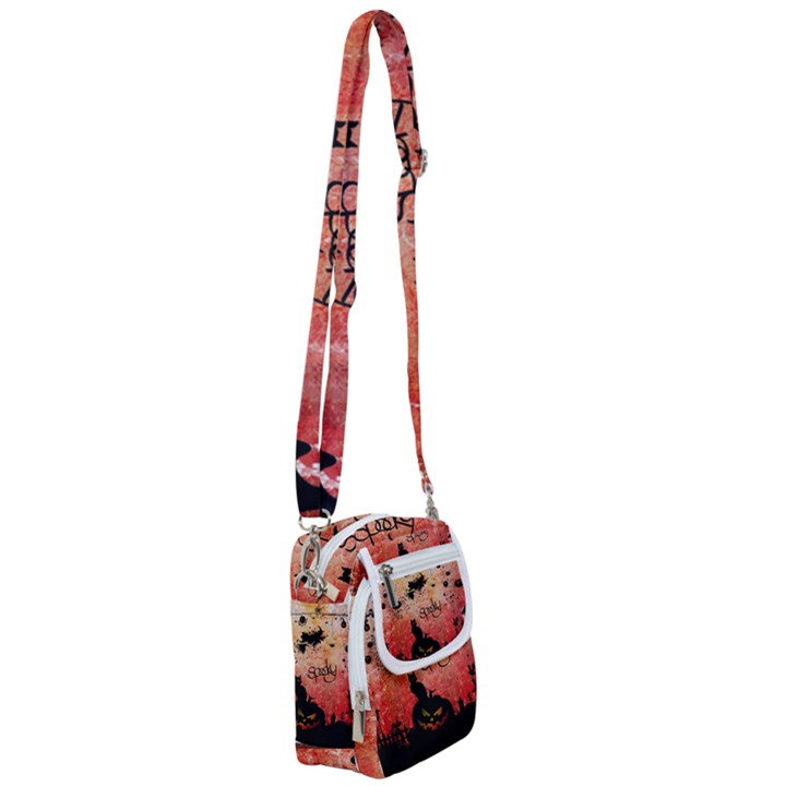 Funny Halloween Design, Cat, Pumpkin And Witch Shoulder Strap Belt Bag