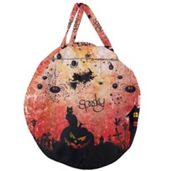 Funny Halloween Design, Cat, Pumpkin And Witch Giant Round Zipper Tote by FantasyWorld7