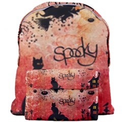 Funny Halloween Design, Cat, Pumpkin And Witch Giant Full Print Backpack by FantasyWorld7