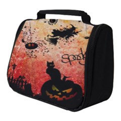 Funny Halloween Design, Cat, Pumpkin And Witch Full Print Travel Pouch (small) by FantasyWorld7