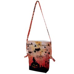 Funny Halloween Design, Cat, Pumpkin And Witch Folding Shoulder Bag by FantasyWorld7