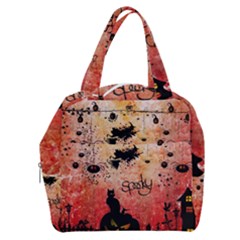 Funny Halloween Design, Cat, Pumpkin And Witch Boxy Hand Bag by FantasyWorld7