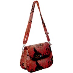 Funny Halloween Design, Cat, Pumpkin And Witch Saddle Handbag by FantasyWorld7