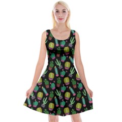 Funny Cactus Black Reversible Velvet Sleeveless Dress