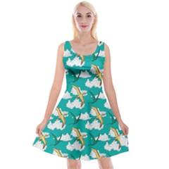 Cute Pteranodon Dinosaur Reversible Velvet Sleeveless Dress