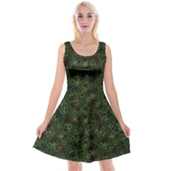 Playing Cards Symbols Green Reversible Velvet Sleeveless Dress by trulycreative