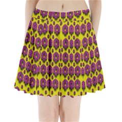 Flower Wreaths Ornate Flowers Decorative Pleated Mini Skirt